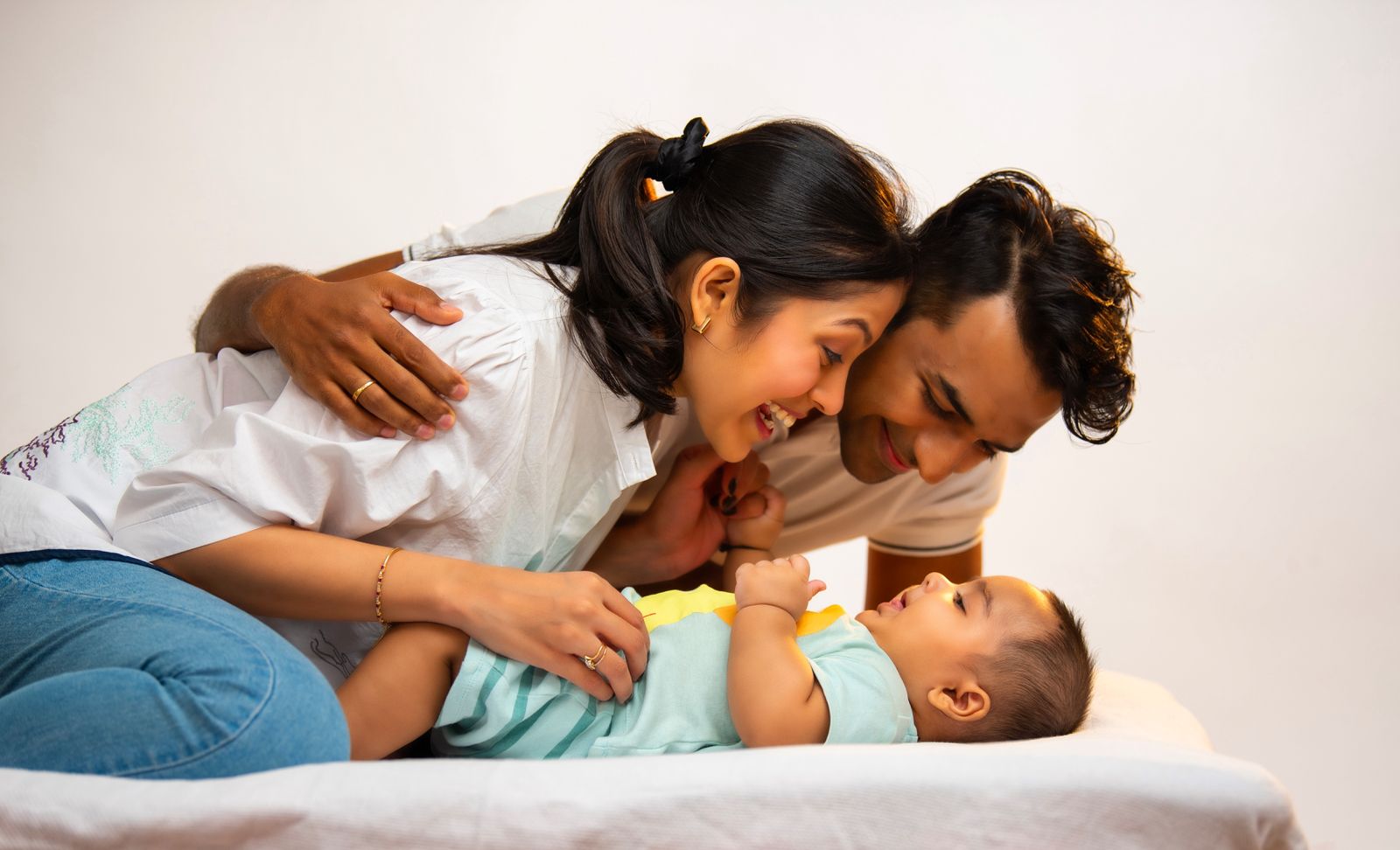 Happy family with newborn baby